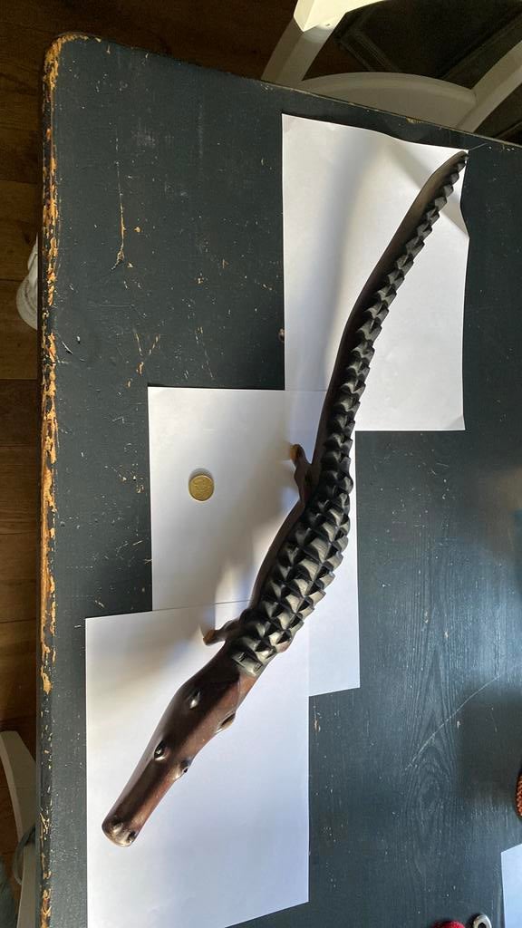 Mooie hardhouten krokodil 69 cm, Ophalen of Verzenden