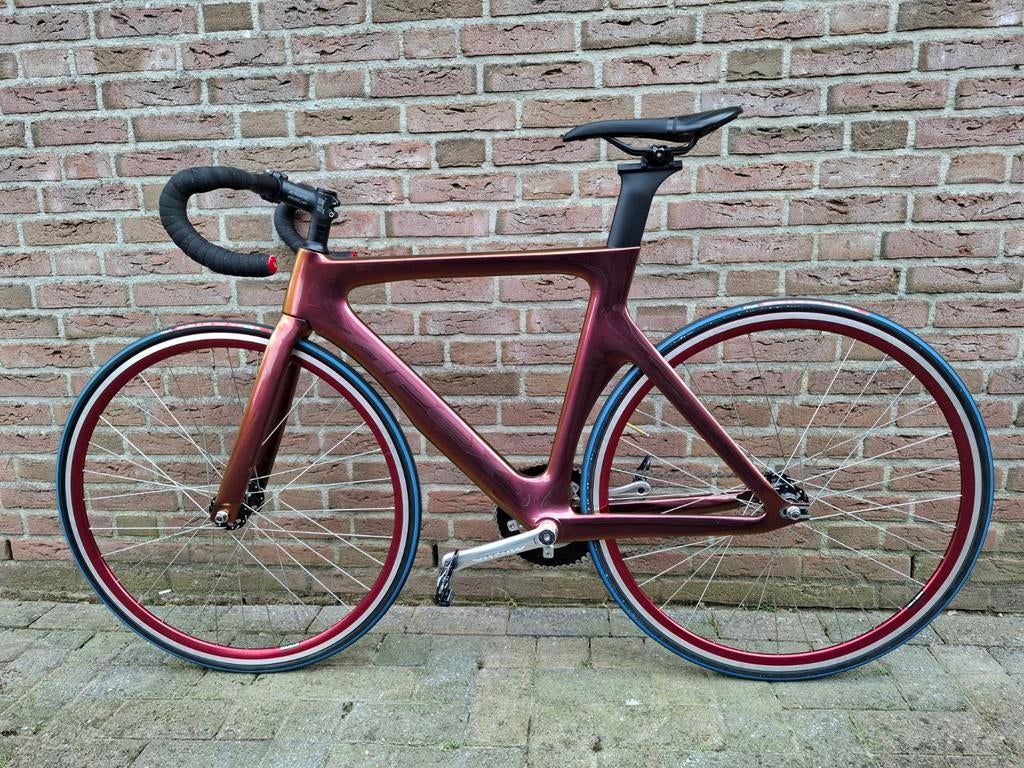 Carbon Baanfiets 51cm – High-End Aero Design – Zeer nette st, Fietsen en Brommers, Carbon, 49 tot 53 cm, Meer dan 20 versnellingen