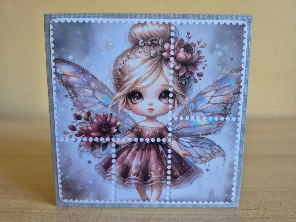 89a) zelfgemaakte kaart- Fairybells (13), Hobby en Vrije tijd, Ophalen of Verzenden, Nieuw, Kerst