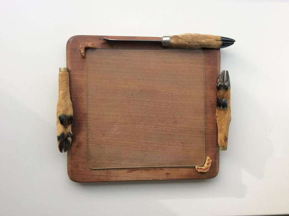 Kaasplank vintage kaasmes bokkenpoot, Ophalen of Verzenden, Gebruikt