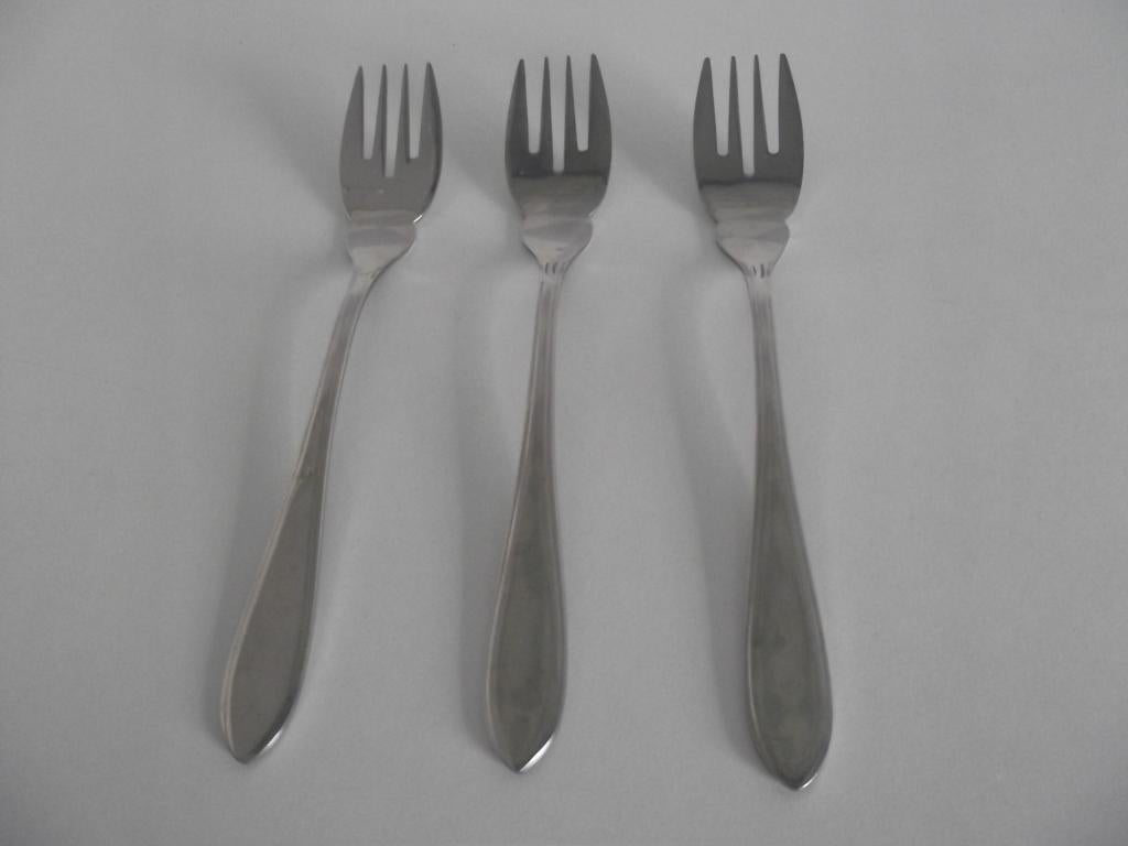 3 stuks RVS 18/8 Gero puntfilet bestek visvork 18cm 1960 p s, Ophalen of Verzenden