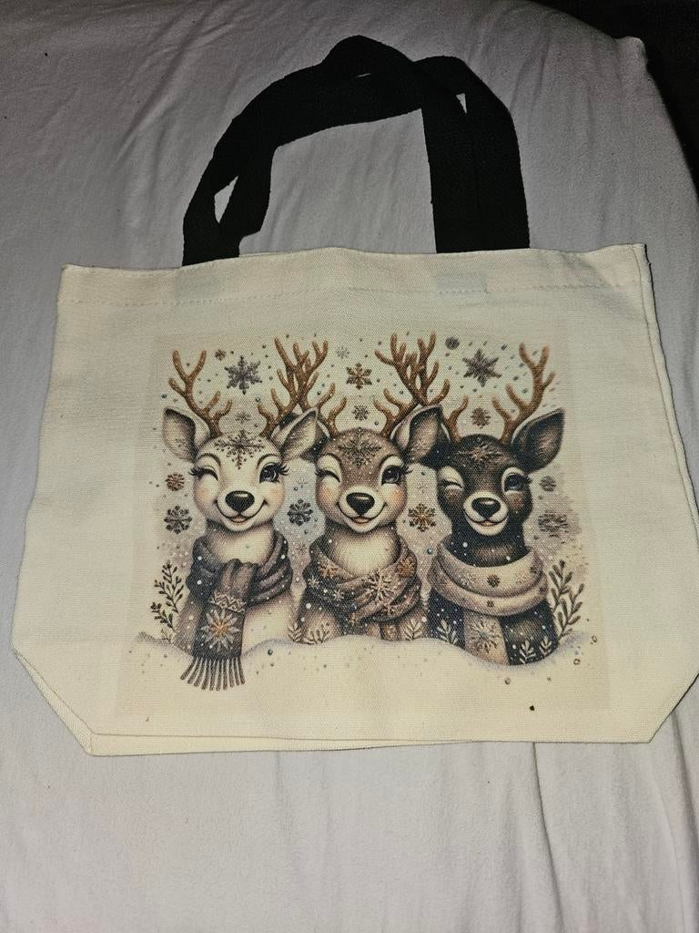 Leuke shopper tas met rendieren, Ophalen of Verzenden, Zo goed als nieuw, Beige, Shopper