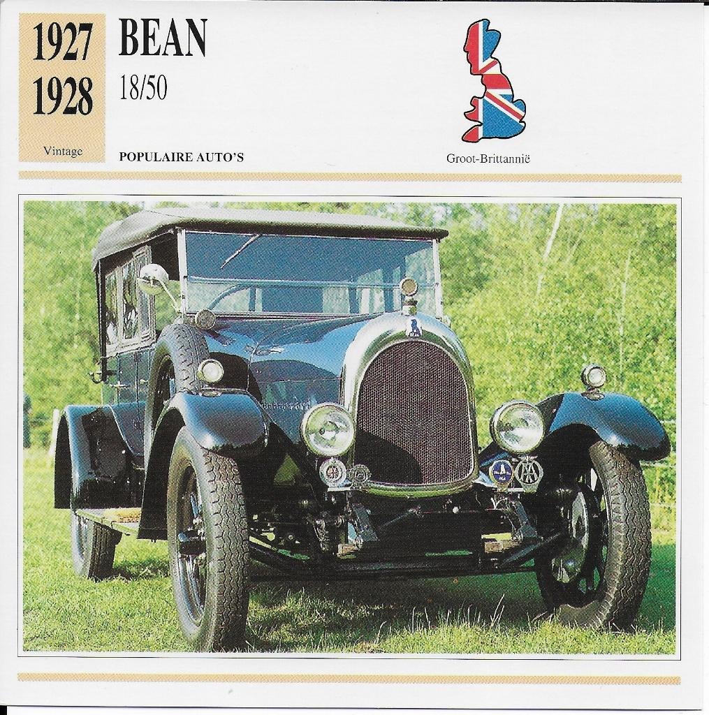 Ma637 autokaart bean 18/50 ( 1927 - 1928 ), Ophalen of Verzenden, Gebruikt, Auto's