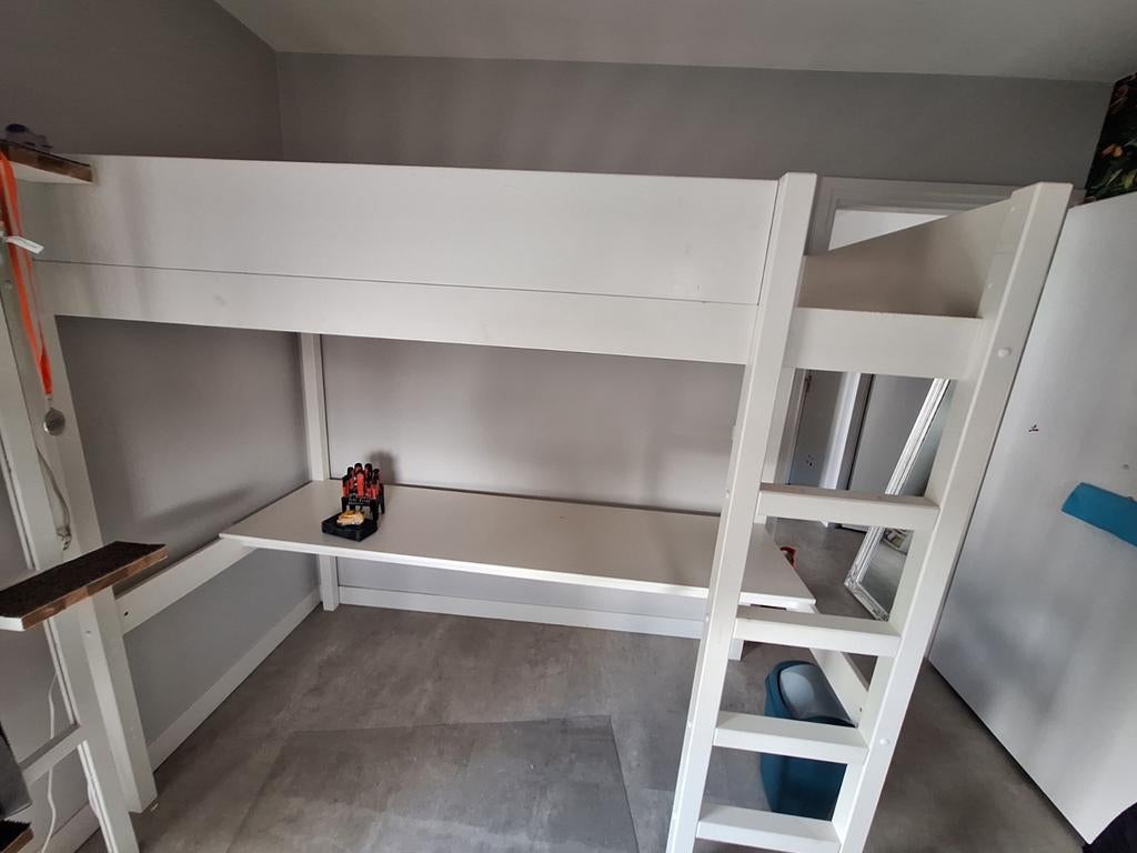 Hoogslaper wit met bureau, Ophalen, Gebruikt, Hoogslaper