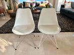 Set van 2 witte kuipstoeltjes met stalen frame, Ophalen, Kunststof, Gebruikt, Twee