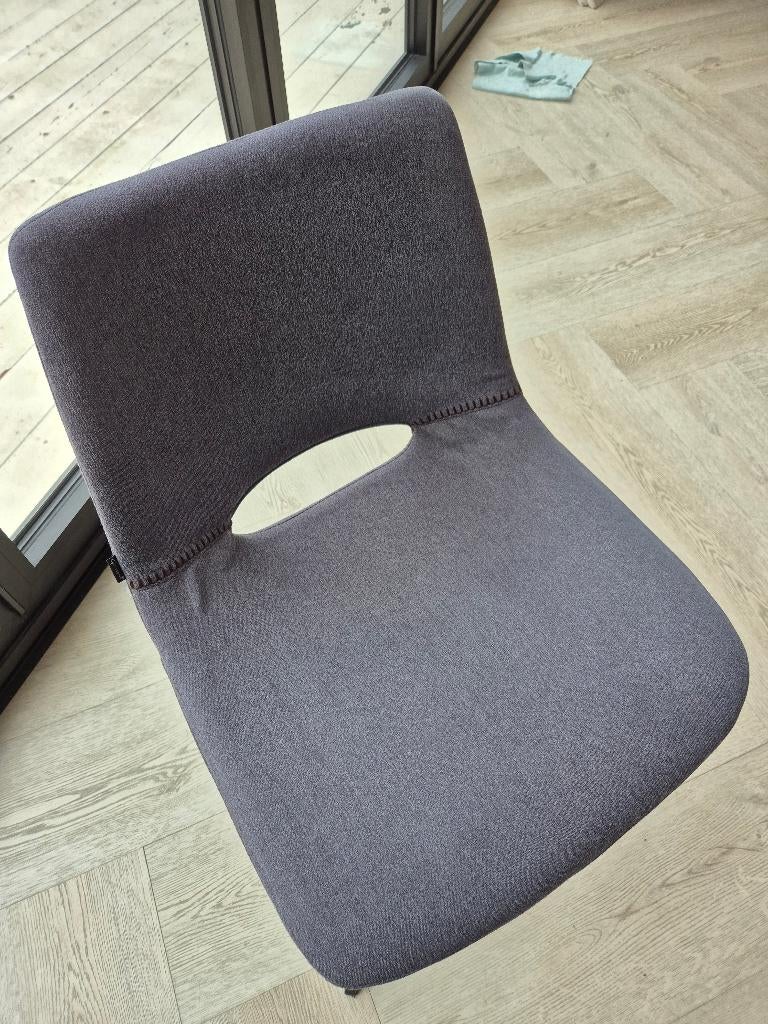 Eetkamerstoelen (x6) 'Yell' - Goossens - grijs geweven stof, Huis en Inrichting, Stoelen, Ophalen, Gebruikt, Vijf, Zes of meer stoelen