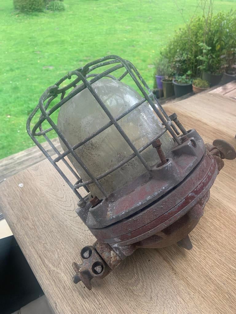 Vintage Oude Bunker Lamp - Industriële Stijl, Ophalen of Verzenden