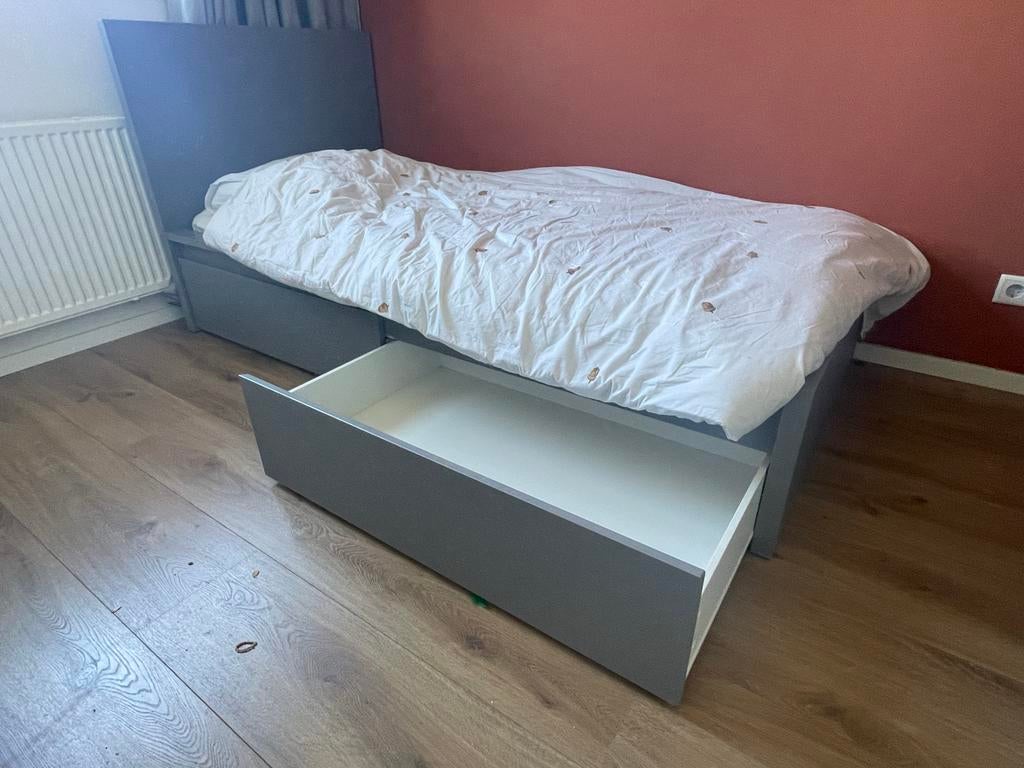 2x IKEA MALM lades grijs voor bedframe, Ophalen of Verzenden, Gebruikt, Grijs
