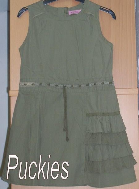 Khaki jurk maat 104 NIEUW (6870) a, Kinderen en Baby's, Kinderkleding | Maat 104, Meisje, Nieuw, Ophalen of Verzenden, Jurk of Rok