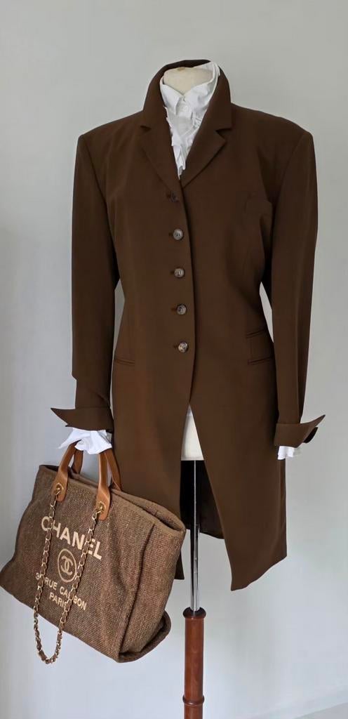 Pauw 6 lange blazer koetsiersjas 44/46, Kleding | Dames, Bruin, Verzenden, Pauw, Zo goed als nieuw