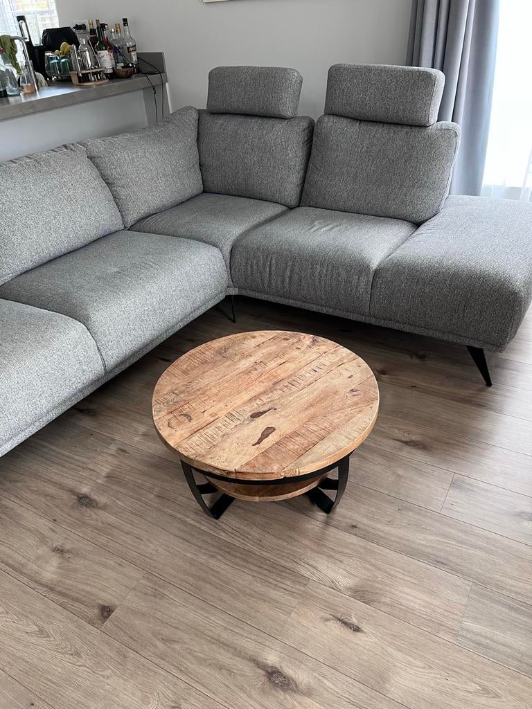 Grijze hoekbank met chaise longue, 280x230 cm, Huis en Inrichting, Banken | Sofa's en Chaises Longues, Ophalen, 250 tot 300 cm