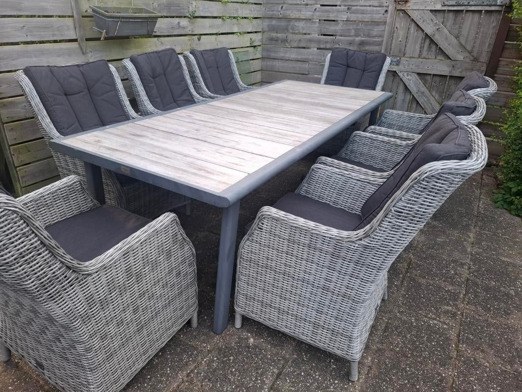 Bois Le Duc Loungeset/Tuinset met 8 Stoelen en Tafel, Gebruikt, Ophalen of Verzenden, 8 zitplaatsen, Wicker