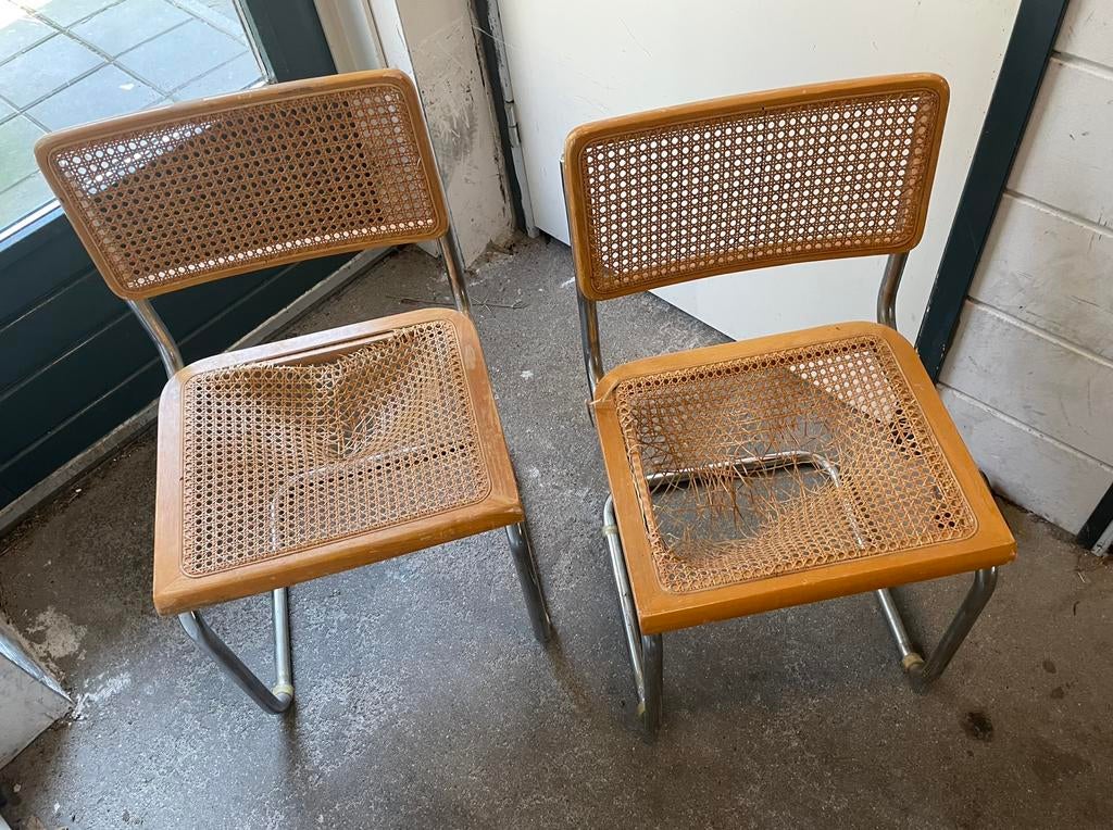 Gispen stoelen met chrome frames, kapotte zittingen, Ophalen, Gebruikt, Twee, Overige kleuren