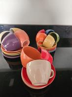 Kleurrijke Kopjes en Schotels Set - 12 Stuks, Huis en Inrichting, Keuken | Servies, Keramiek, Ophalen of Verzenden, Zo goed als nieuw