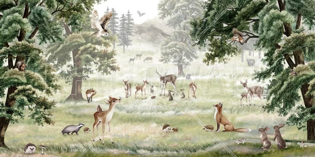 Fotobehang Forrest Fun en/of Piratenkaart (4x2,7m), Ophalen of Verzenden, 10 tot 25 m², Groen