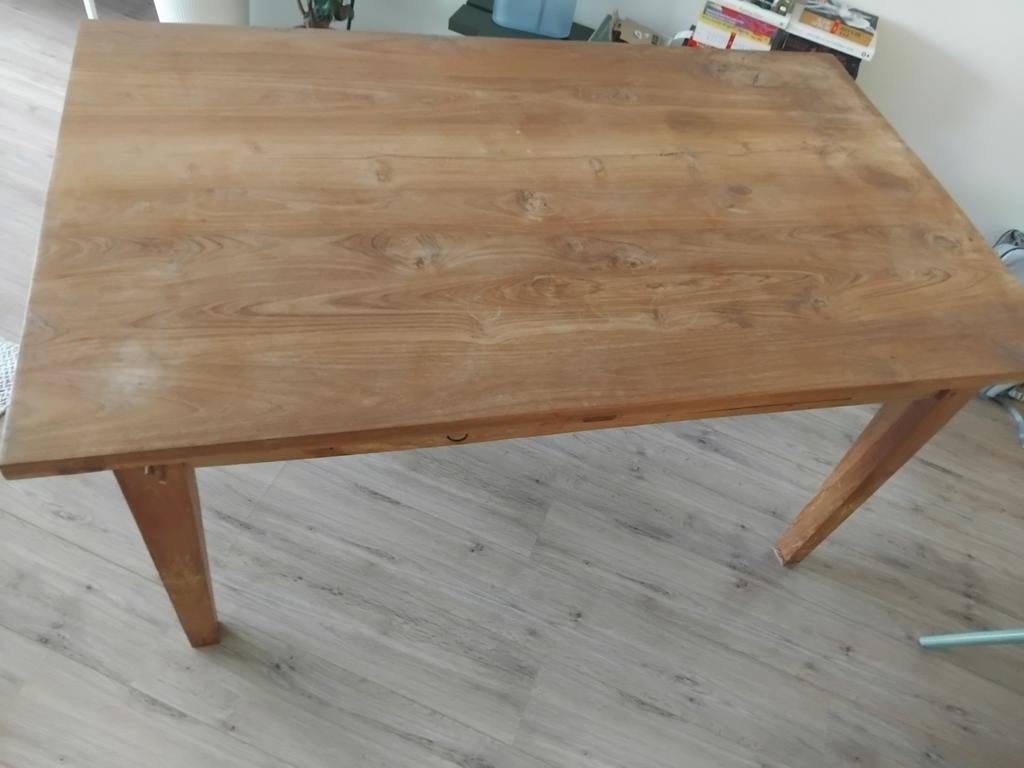 Massief houten tafel 150x90 cm, Ophalen of Verzenden, Rechthoekig, 200 cm of meer, 50 tot 100 cm