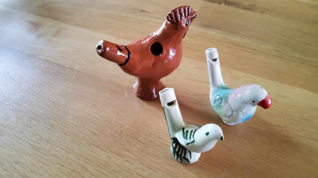 3 oude retro porseleinen fluiten keramiek waterfluitje, Ophalen of Verzenden