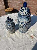 Set van 2 antieke Chinese gemberpotten, blauw-wit, Ophalen of Verzenden