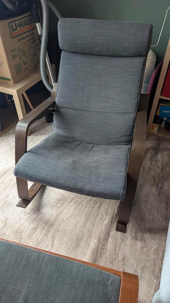 Ikea Poäng schommelstoel - Goede Staat, Huis en Inrichting, Fauteuils, Gebruikt, Hout, Stof, 50 tot 75 cm, Ophalen