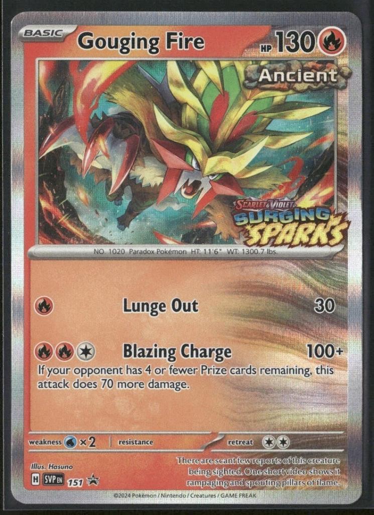 Gouging fire svp151 prerelease promo surging sparks pokemon, Ophalen of Verzenden, Zo goed als nieuw, Losse kaart, Foil