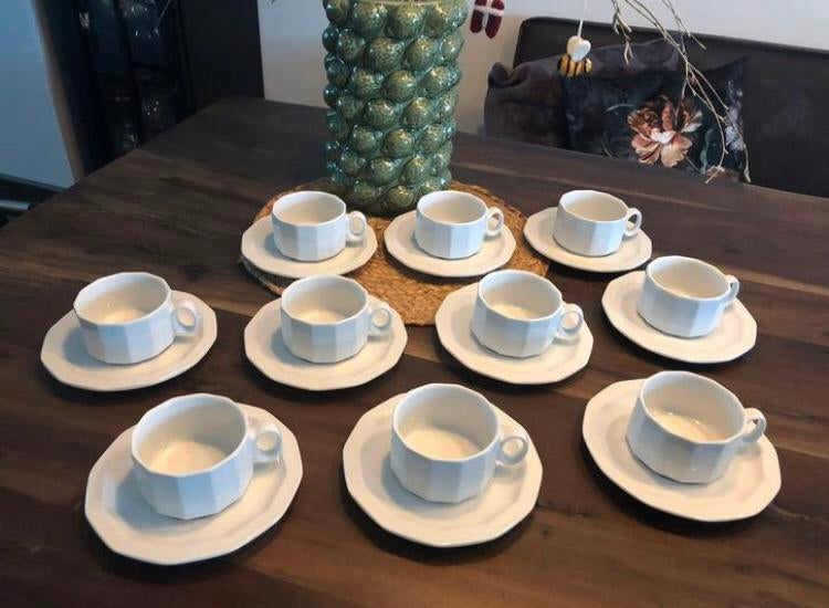 💝 Vintage ROSENTHAL POLYGON wit kop en schotel, Ophalen of Verzenden, Zo goed als nieuw, Effen, Kop(pen) en/of Schotel(s)