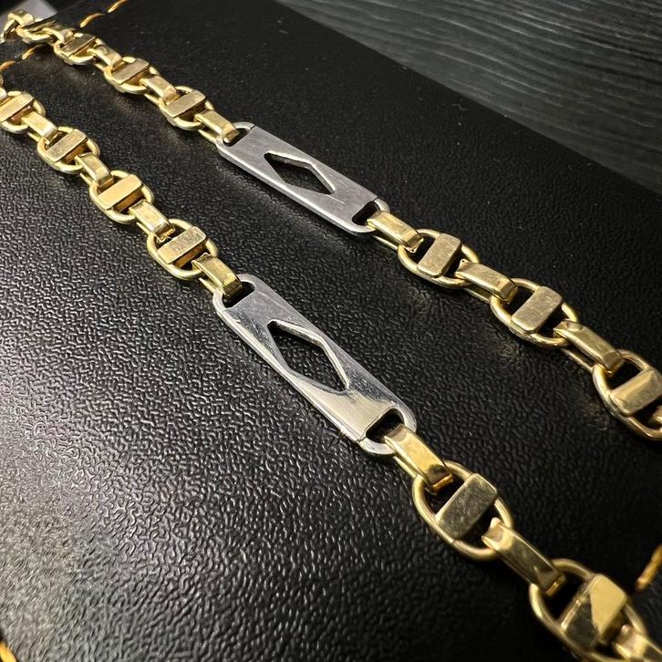 14 karaat gouden ketting kingsley schakel, Sieraden, Tassen en Uiterlijk, Kettingen, Zo goed als nieuw, Goud, Ophalen of Verzenden