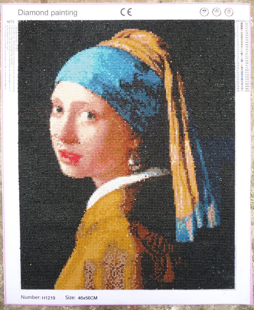 Meisje met de parel" van Vermeer in Diamond druk, Ophalen of Verzenden