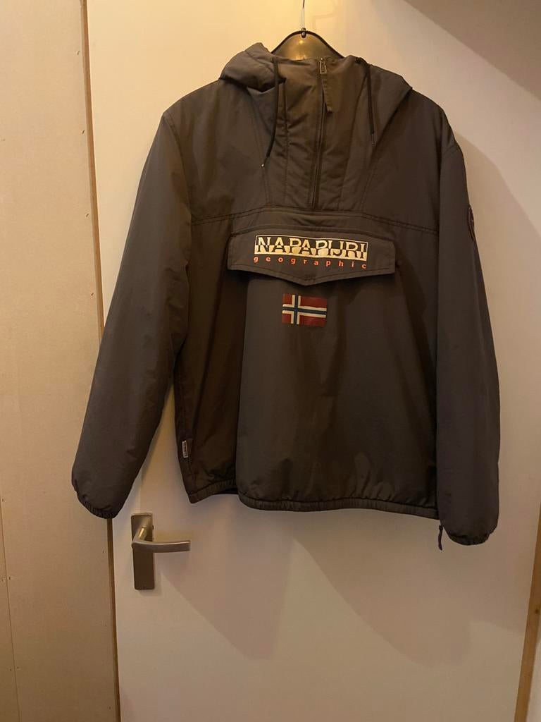 Napapijri jas grijs maat L, Kleding | Heren, Ophalen, Zo goed als nieuw, Grijs