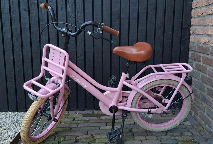 Meisjesfiets roze LIBERTY, Fietsen en Brommers, Fietsen | Meisjes, Gebruikt, 16 inch, Handrem, Ophalen
