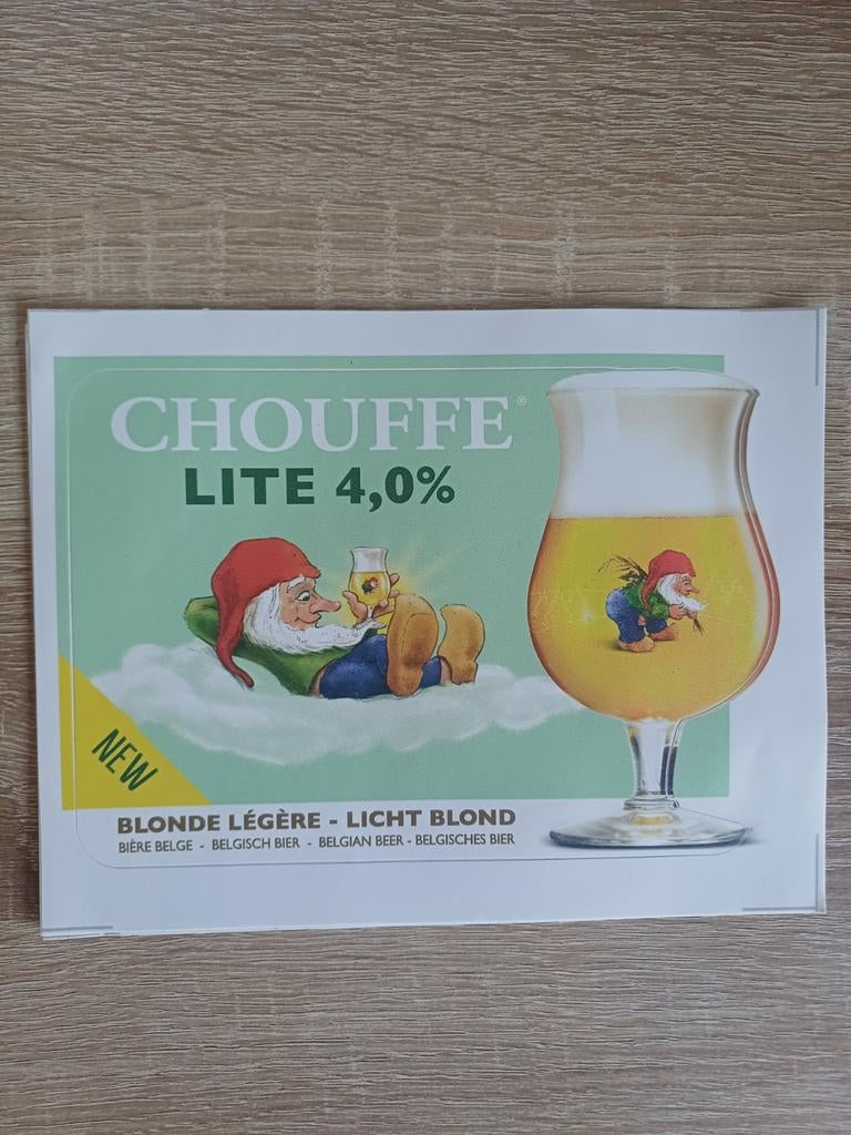 Chouffe Lite 4.0% Sticker - Nieuw, Ophalen of Verzenden, Nieuw, Overige typen, Overige merken