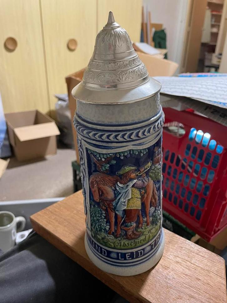 Vintage Bierpul met deksel, Verzamelen, Biermerken, Zo goed als nieuw, Pul(len), Overige merken, Ophalen of Verzenden