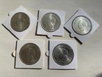 5 zilveren Munten nederland herrijst 1970, Postzegels en Munten, Setje, Zilver, Koningin Wilhelmina, 10 gulden