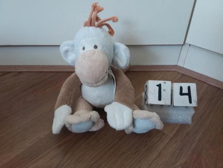 Happy horse aap mo knuffel pastel blauw bruin en creme, Kinderen en Baby's, Speelgoed | Knuffels en Pluche, Zo goed als nieuw