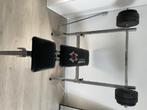 Sterke halterbank met gewichten, Sport en Fitness, Fitnessmaterialen, Ophalen, Zo goed als nieuw, Borst, Fitnessbank