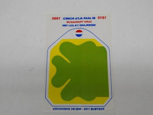 Alfa Romeo club VARLN sticker 1910 -1990 Euro Trophaeum, Auto diversen, Autostickers, Ophalen of Verzenden