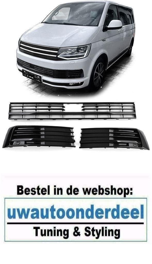 Bumper Grill Zwart Met ACC Geschikt Voor Vw Transporter T6, Auto diversen, Tuning en Styling, Verzenden