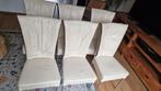 4 of 6 leren eetkamerstoelen creme keurig., Huis en Inrichting, Stoelen, Ophalen, Gebruikt, Overige kleuren, Metaal