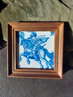 Antiek tegeltje in houten lijstje, Ophalen of Verzenden