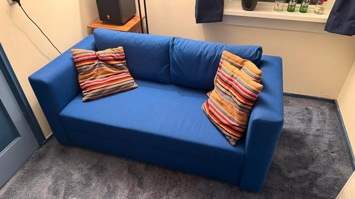 Slaapbank 2p, Huis en Inrichting, Slaapkamer | Slaapbanken, Zo goed als nieuw, 80 cm, 190 cm of minder, Eenpersoons, Blauw, Ophalen