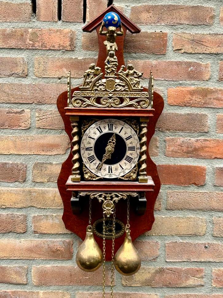 Zaanse klok met binnenslinger AMSTERDAMS WAPENSCHILD, Antiek en Kunst, Antiek | Klokken, Ophalen of Verzenden