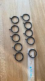 10 zwart metalen gordijnringen, Ophalen, Zo goed als nieuw, Zwart, Minder dan 100 cm