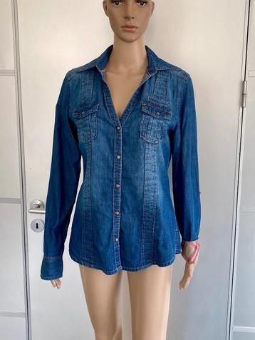 J174 QS maat 38=M spijkerblouse blouse jeaans spijker blauw beschikbaar voor biedingen