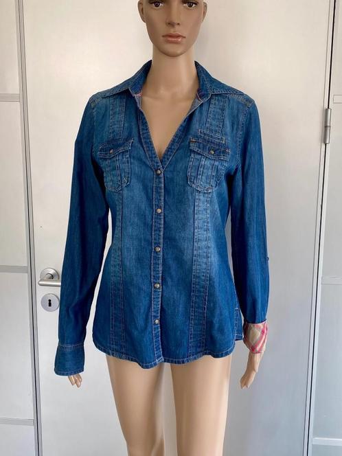 J174 QS maat 38=M spijkerblouse blouse jeaans spijker blauw, Kleding | Dames, Blouses en Tunieken, Zo goed als nieuw, Maat 38/40 (M)