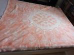 Wollen 1p deken woondeken roze bloemen narcissen. 198-150cm, Ophalen of Verzenden, Zo goed als nieuw