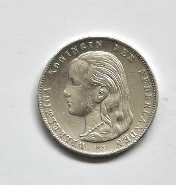 Wilhelmina 1 gulden 1897 met lang haar mooie munt zilver beschikbaar voor biedingen