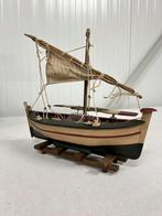 Prachtig houten vissersboot modelbouw vissers boot hout set, Ophalen of Verzenden, Zo goed als nieuw