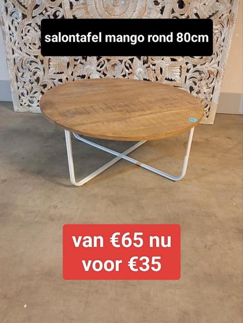Nieuwe salontafel mangohout rond 80cm van €65 nu voor €35, Huis en Inrichting, Woonaccessoires | Overige, Nieuw, Ophalen of Verzenden