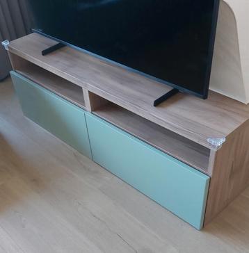 Tv-meubel IKEA Besta, licht grijsblauw/houtkleur beschikbaar voor biedingen