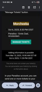 Morcheeba 2 tickets - 6 oktober 2025, Twee personen