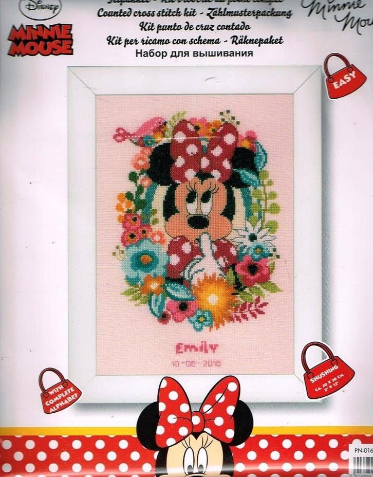 Cado disney borduurpakket mini mouse geboorte emily  oude pr, Hobby en Vrije tijd, Borduren en Borduurmachines, Nieuw, Borduurpakket